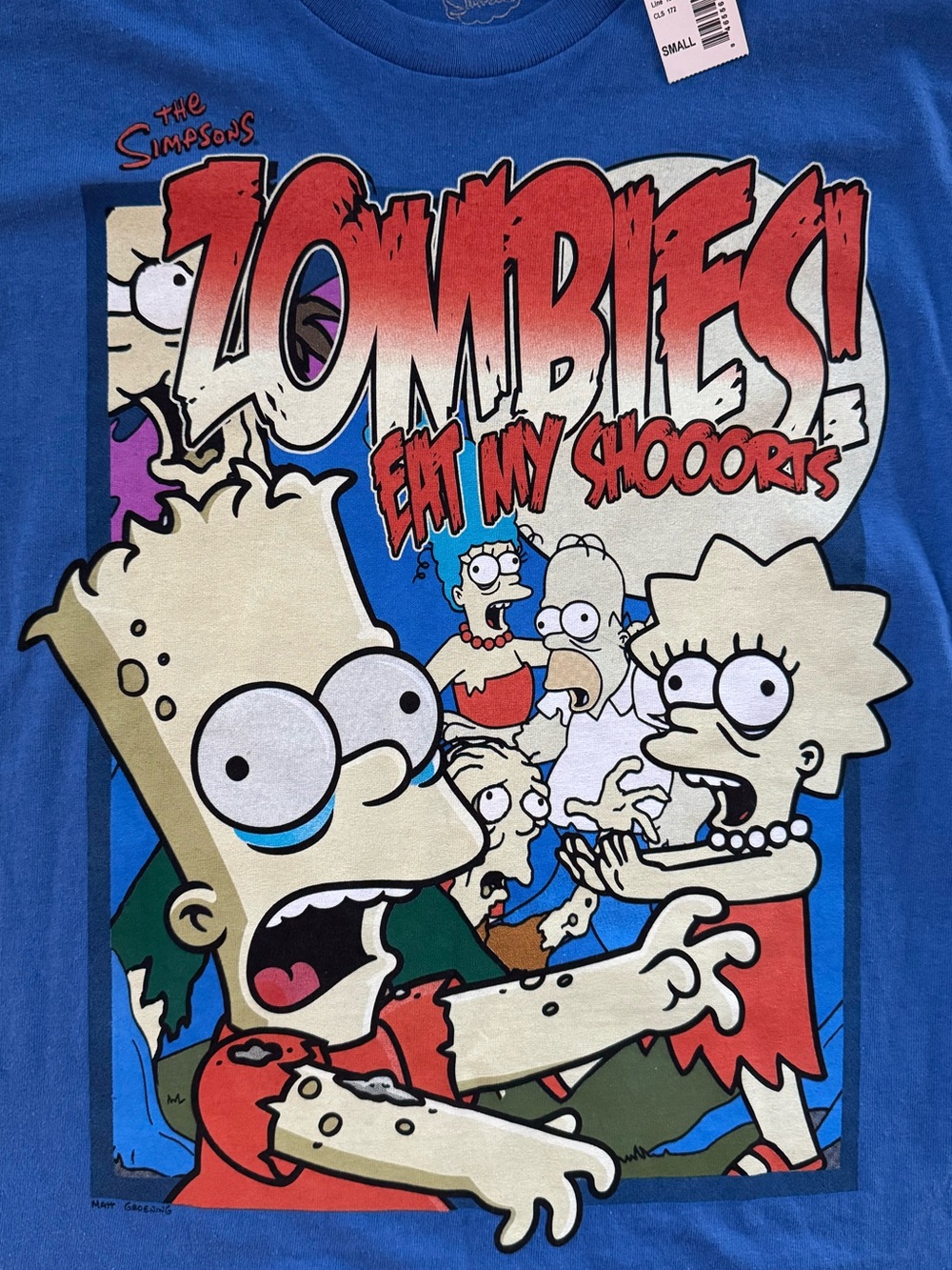 Y2K Deadstock Simpsons Treehouse of Horror Graphic Tee Bright Blue